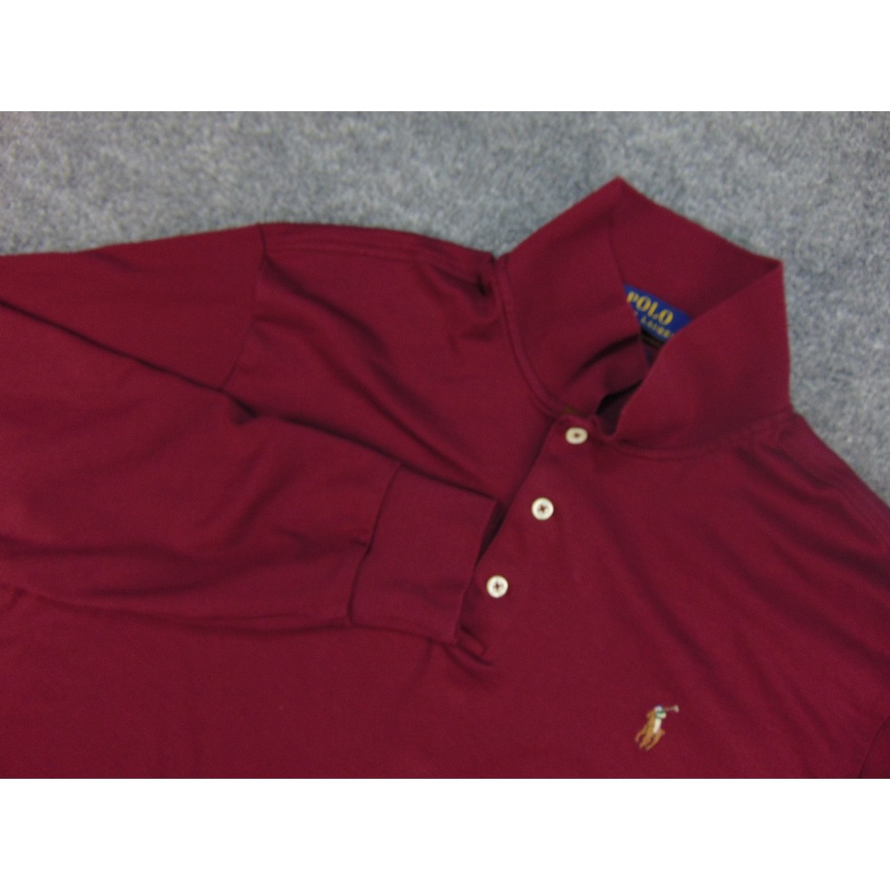Polo Ralph Lauren Pullover Mens Large Classic Fit Maroon Solid Preppy Mock Neck